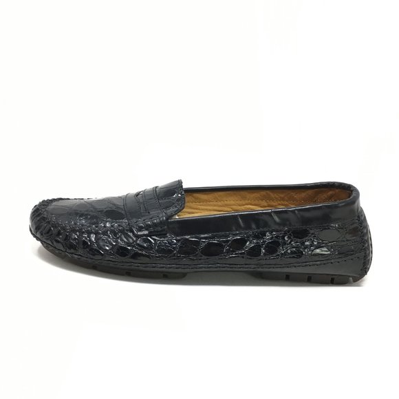 NEW Zelli Moccasins Shoes Size 7 Black Crocodile main image 5